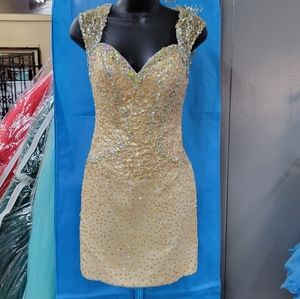 MORI LEE CHAMPAGNE HOMECOMING DRESS